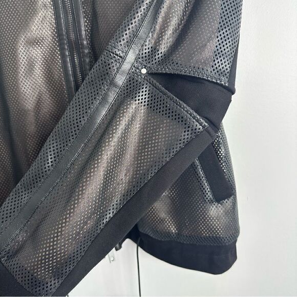Sosken Cara Perforated Faux Leather Bomber Jacket Sz 2 - Picture 10 of 16
